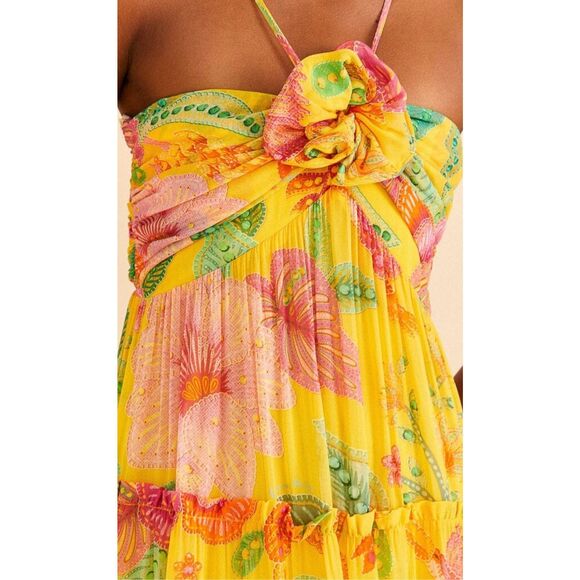 🌸 Farm Rio Yellow Macaw Bloom Maxi Dress Size Medium | New With Tags | Sold Out - Picture 8 of 16